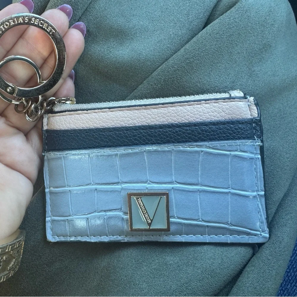 Victoria's Secret Croc-Embossed Card Holder in Blue and Pink - Picture 2 of 7